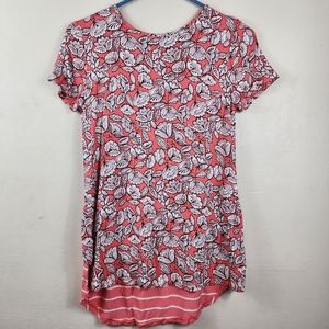 Maurices Top XS X Small Mixed Print Floral Striped Knot Back Tee Shirt 24/7 NWT
